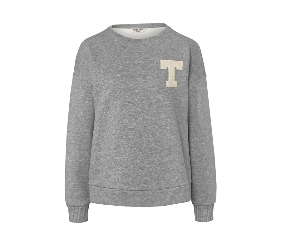 Graues Sweatshirt mit Badge in Form eines T.