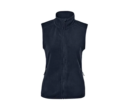Eine marineblaue Fleece-Weste.