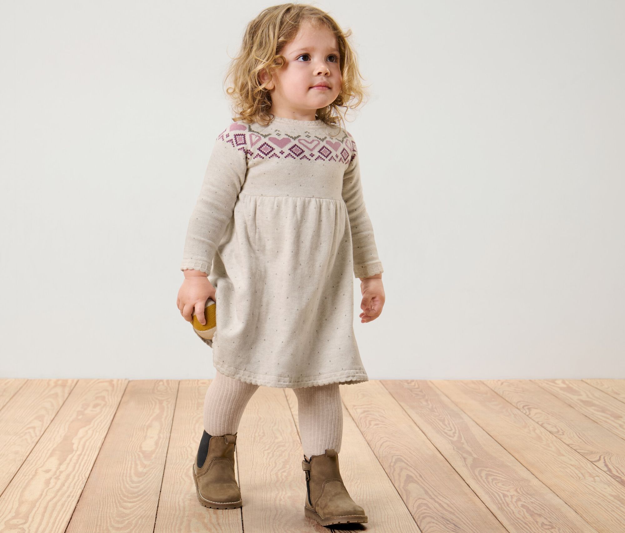 Thumbnail - Tchibo - Kinder-Strick-Kleid - Baby - Gr. 74/80 - beige