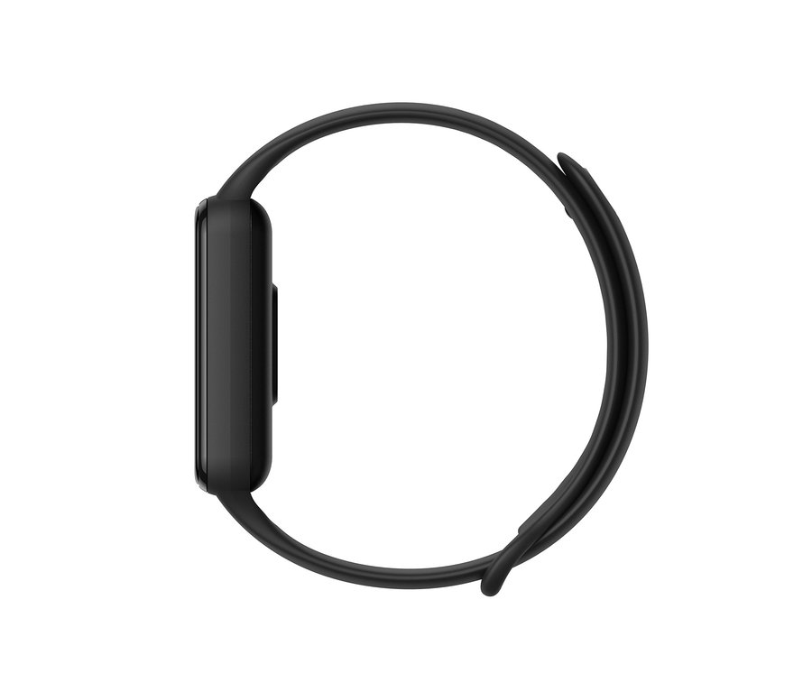 Detailansicht des schwarzen Amazfit Band 7 Aktivitätstrackers.