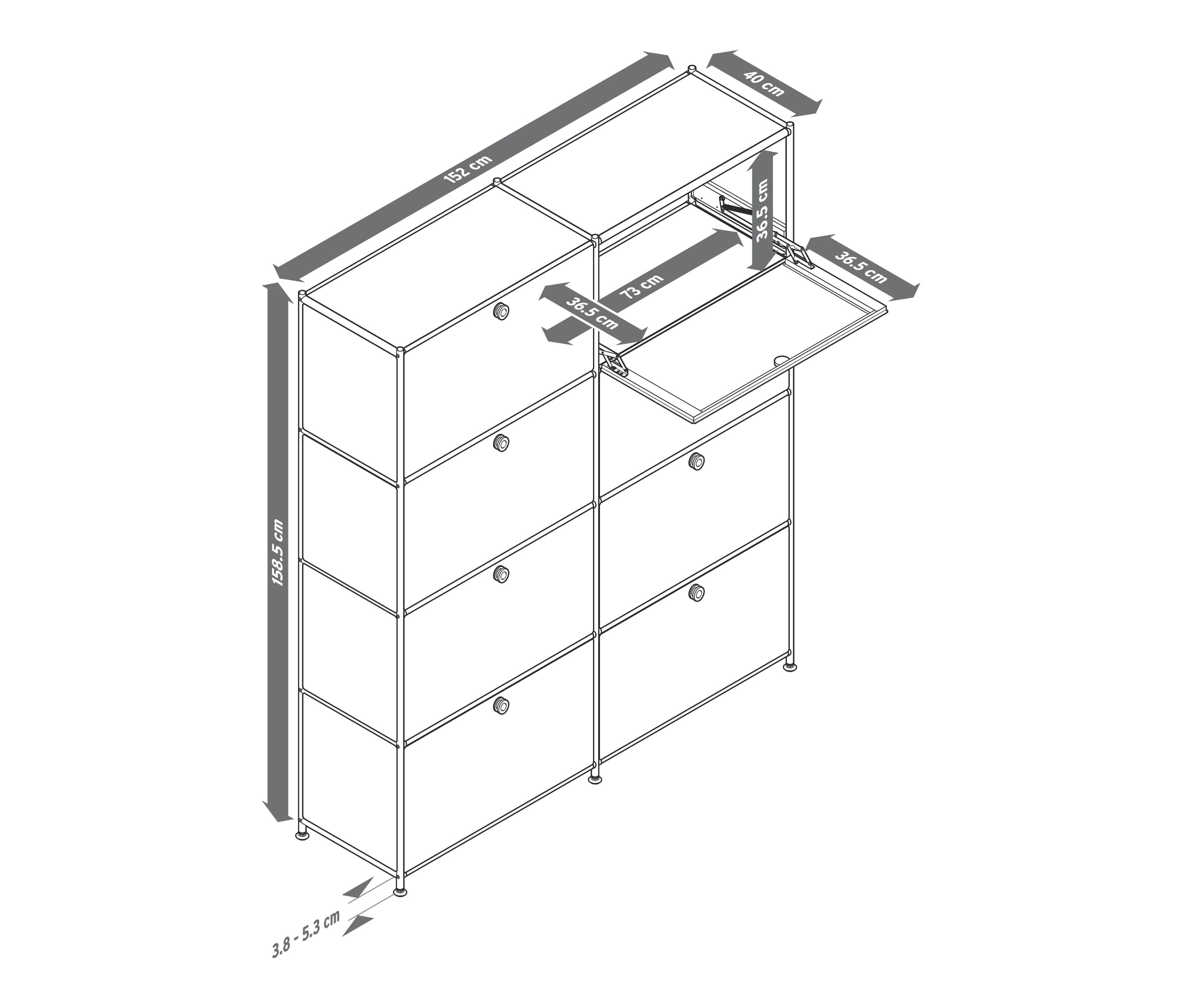 Thumbnail - Tchibo - Highboard »Cn3« mit 8 Klappen - 152x40x158,5cm - chrom - Stahl / Aluminium / Kunststoff