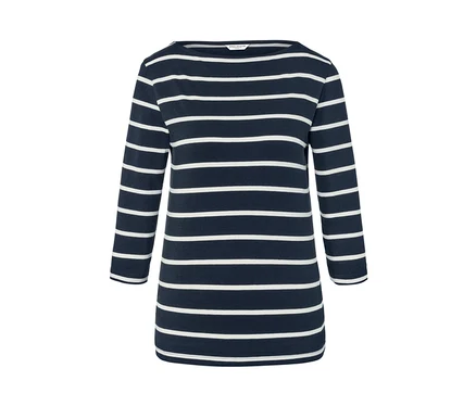 Detailansicht eines gestreiften Shirts mit 3/4-Arm.