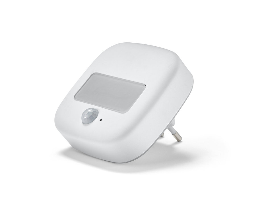 Ein weißes Steckdosen-LED-Nachtlicht.