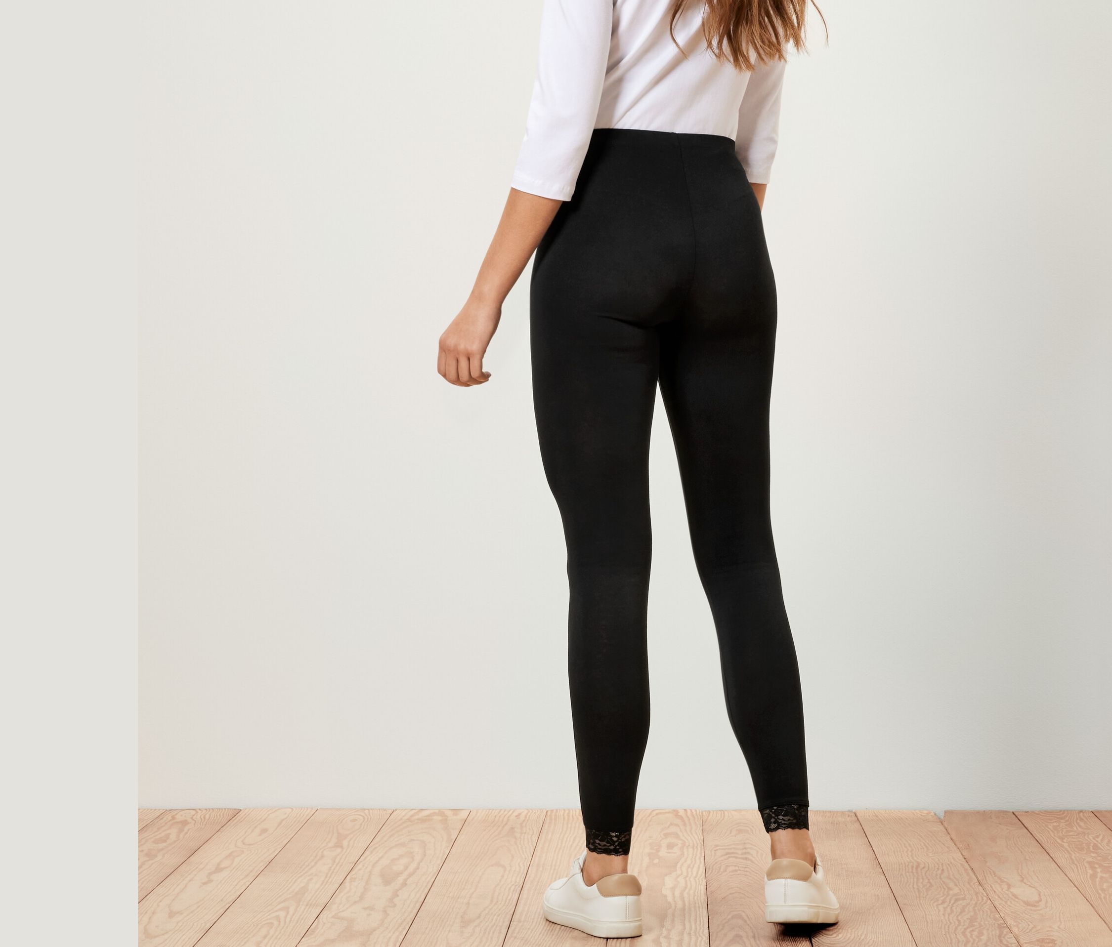 Thumbnail - Tchibo - Leggings mit Spitzenborte - Damen - Gr. S - schwarz