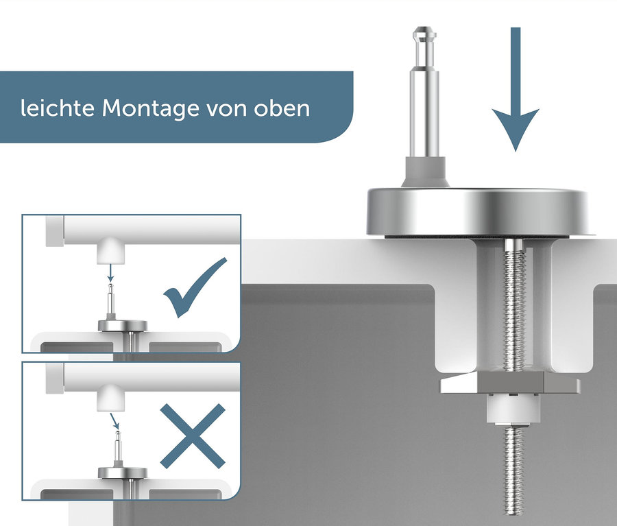 Illustration der Montage des Duroplast WC-Sitzes Slim Black von oben.