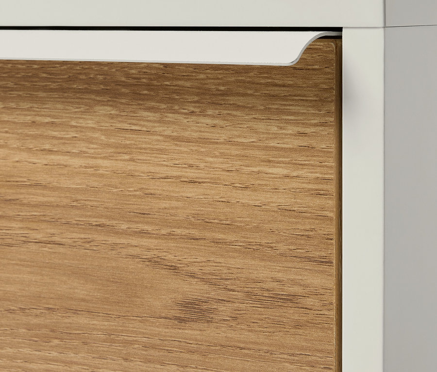 Detail einer Schublade der Sitzbank »LEEG« mit 2 Schubladen.