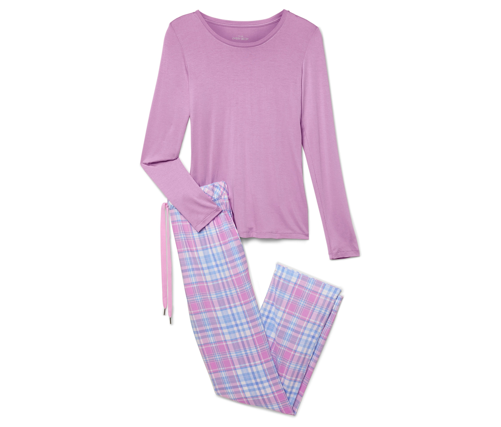 Pyjama mit Webhose - Damen - Gr. S - hellblau/kariert - hellblau