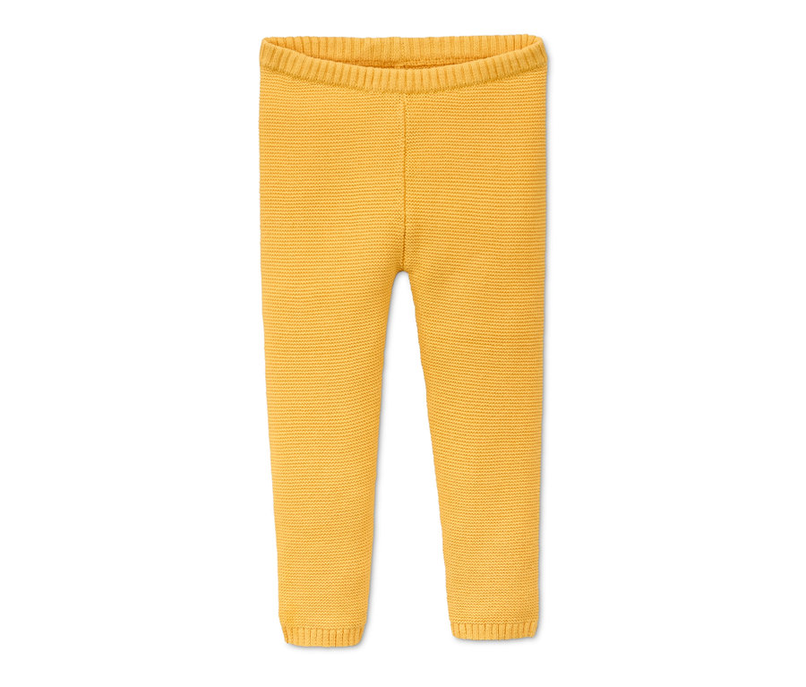 Gelbe Strickhose aus Bio-Baumwolle.