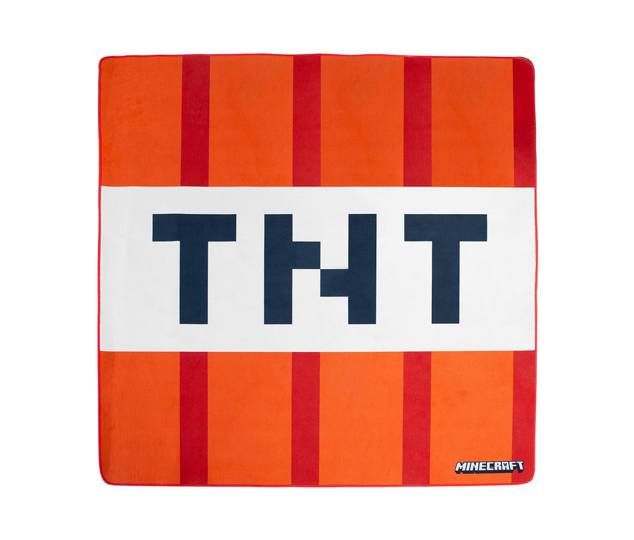 roba Minecraft Teppich »TNT« mit orange-rotem Streifenmuster und TNT-Schriftzug.