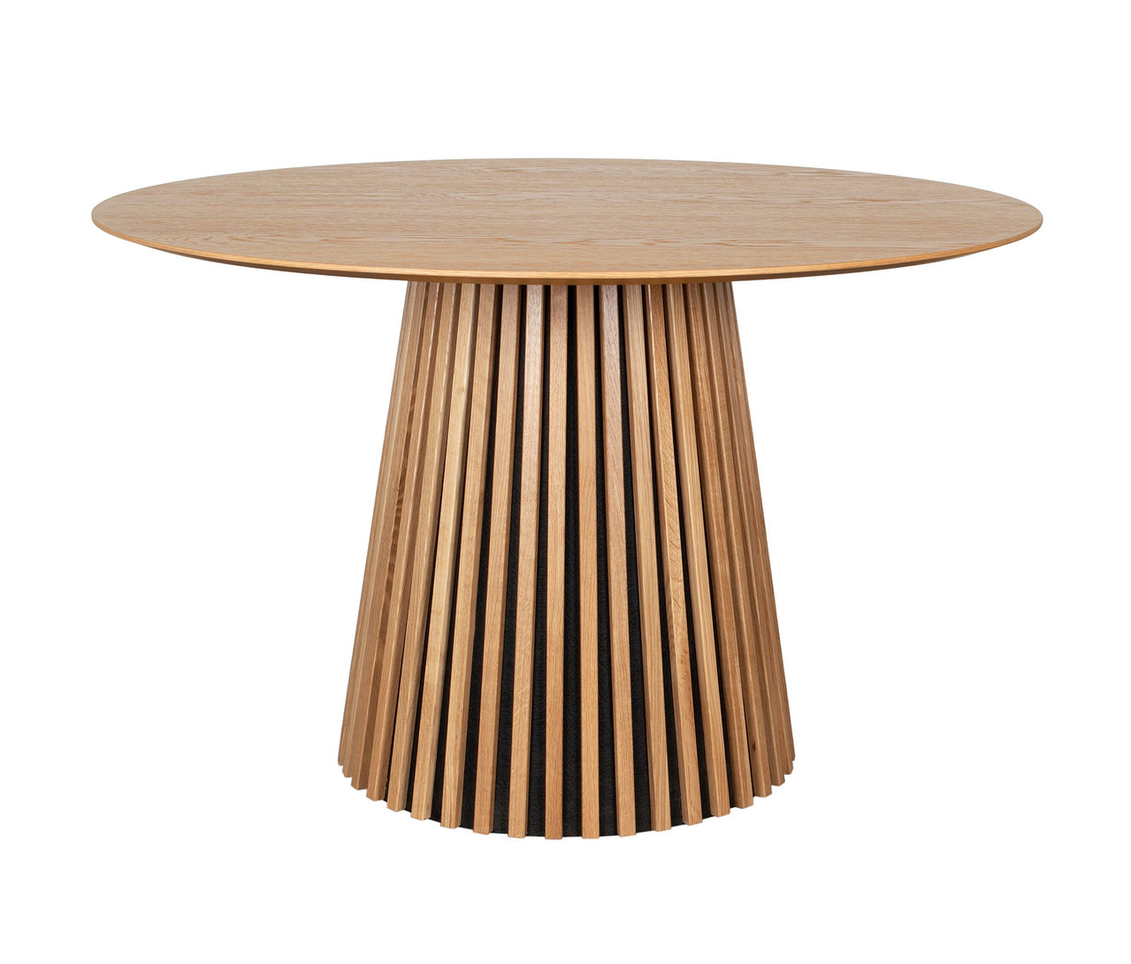 Detailansicht des deVries Esstisches »Oria«, Natur Eiche, rund, 120 cm.