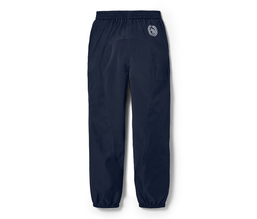 Dunkelblaue Regen-Reithose mit recyceltem Material.