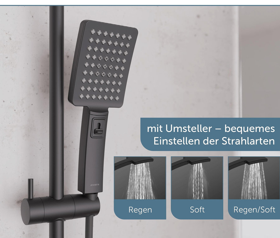 Schwarzes Überkopfbrause-Set »Mallorca«.