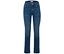 Blaue Jeans mit geradem Schnitt auf weißem Hintergrund.