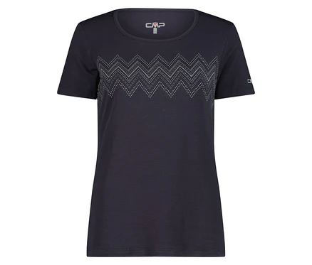 Dunkelblaues CMP T-Shirt mit Zickzackmuster.
