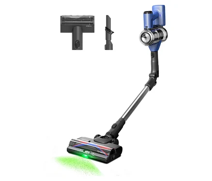 Tineco Akku-Staubsauger »Pure One S50 Pro« mit Zubehör auf weißem Hintergrund.