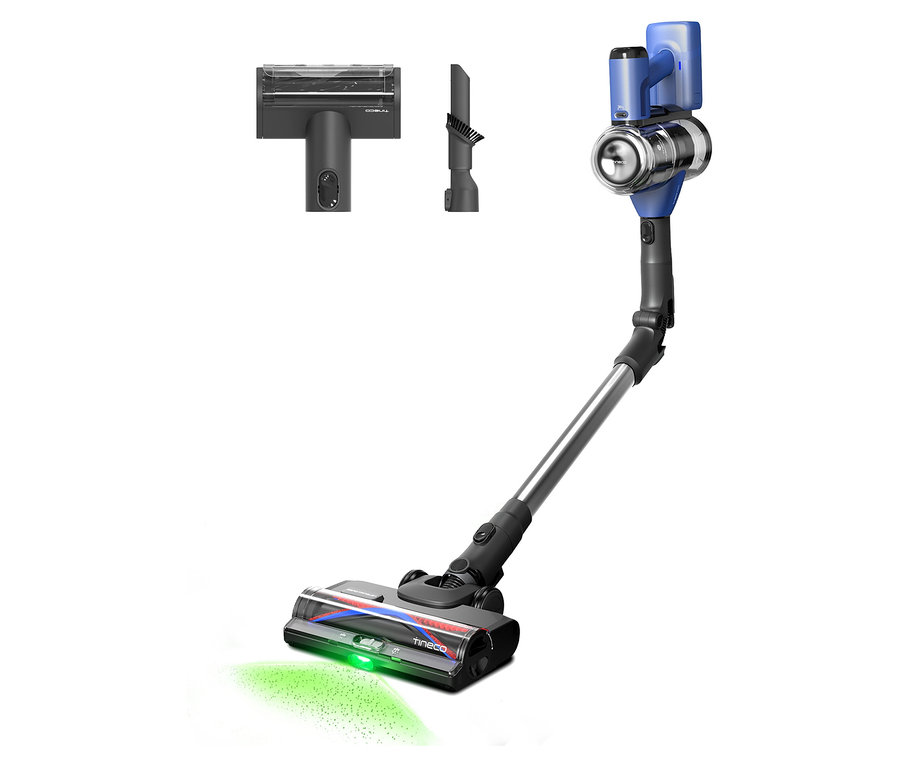 Tineco Akku-Staubsauger »Pure One S50 Pro« mit Zubehör auf weißem Hintergrund.