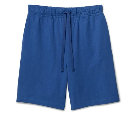 Blaue Shorts mit Kordelzug.