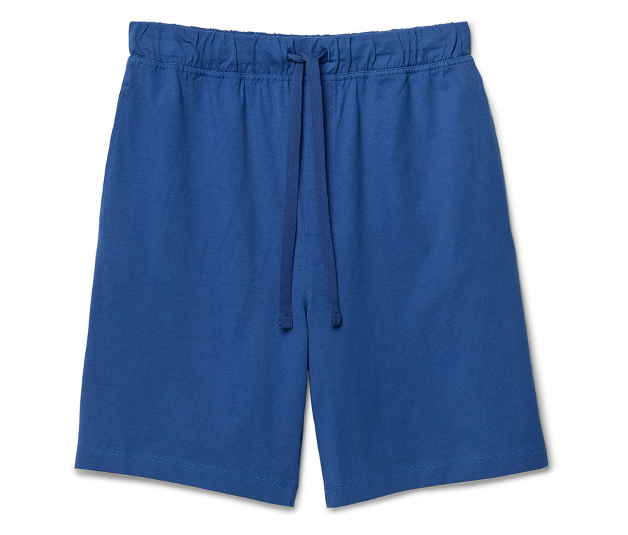 Blaue Shorts mit Kordelzug.
