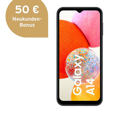 Schwarzes Samsung Galaxy A14 LTE 64 GB Smartphone.