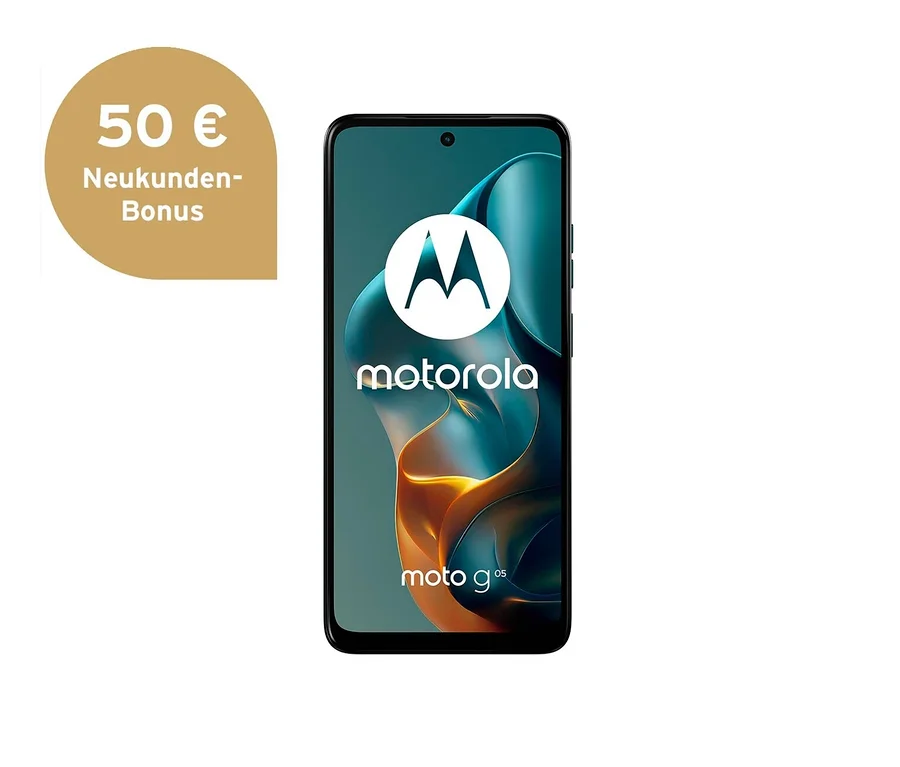 Ein Motorola moto g05 LTE 64 GB in Waldgrün vor einem weißen Hintergrund.