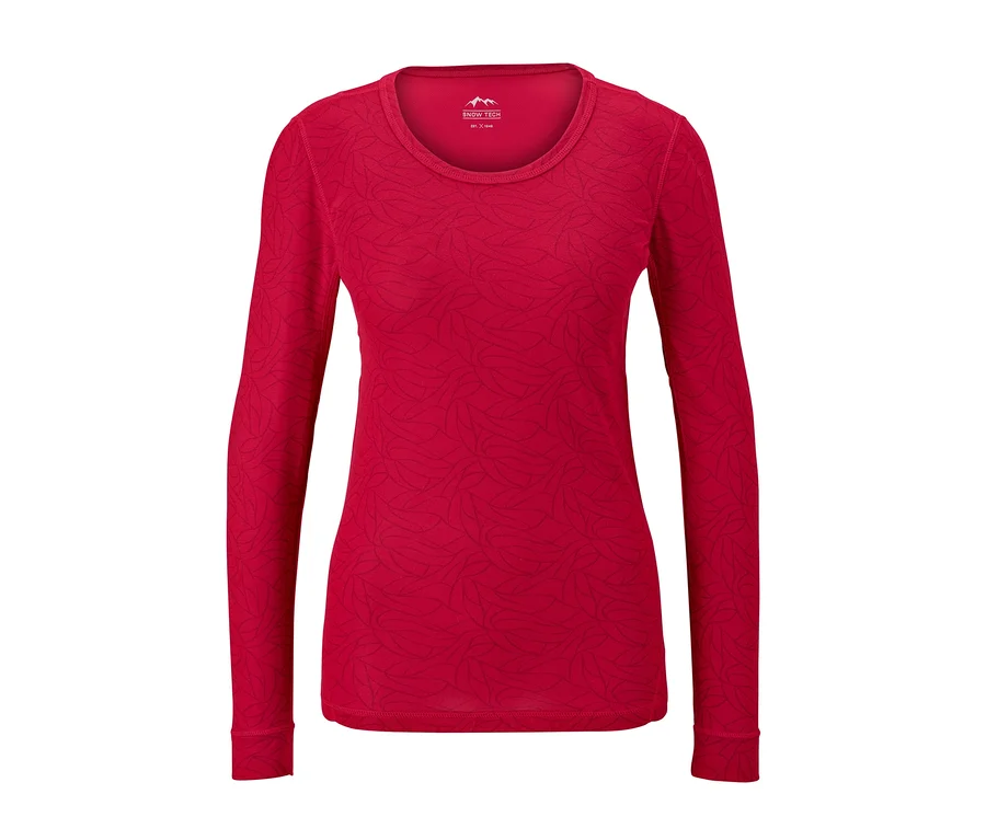 Rote Thermo-Funktionsunterwäsche mit langen Ärmeln.