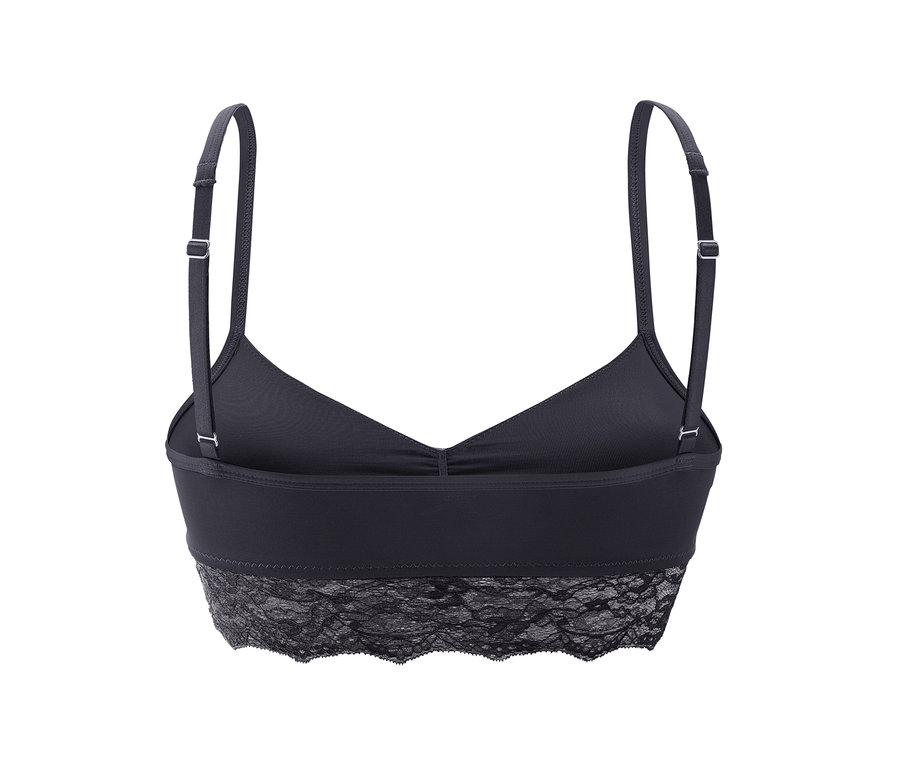 Schwarzes Bustier mit Spitze.