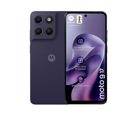 Motorola moto g17 LTE 128GB in Evening Blue, Vorder- und Rückseite sind sichtbar.