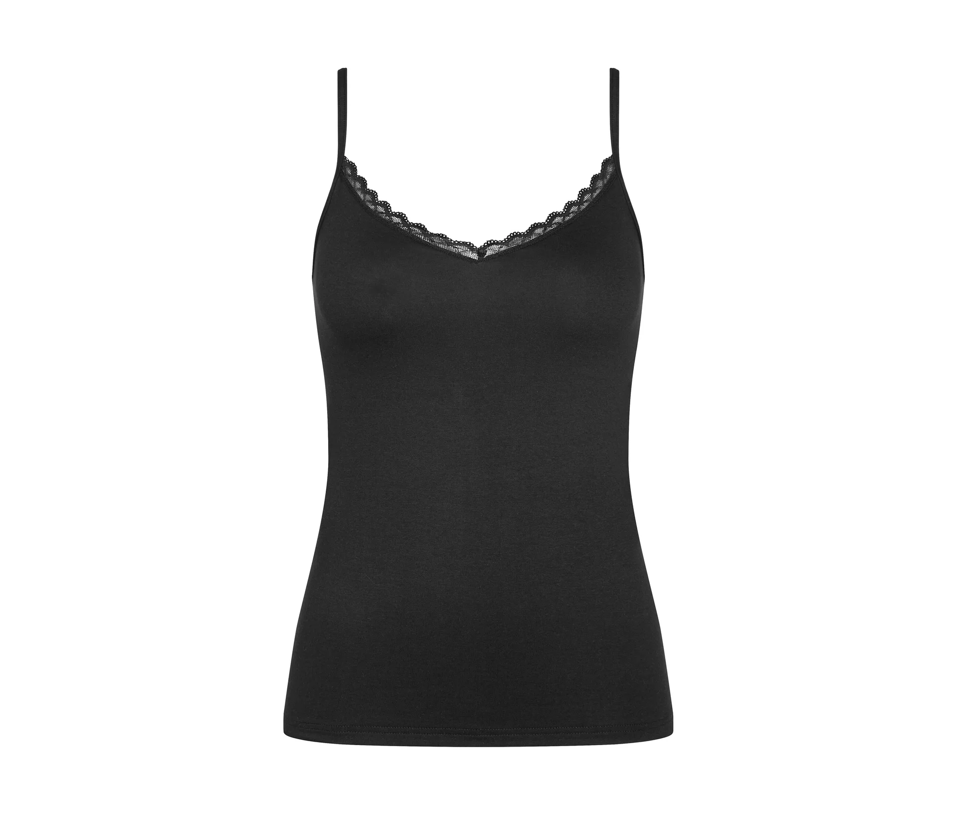 Triumph Damen Schwarz Feel Of Cotton Spaghetti Top Baumwolle 40 - Bild 5