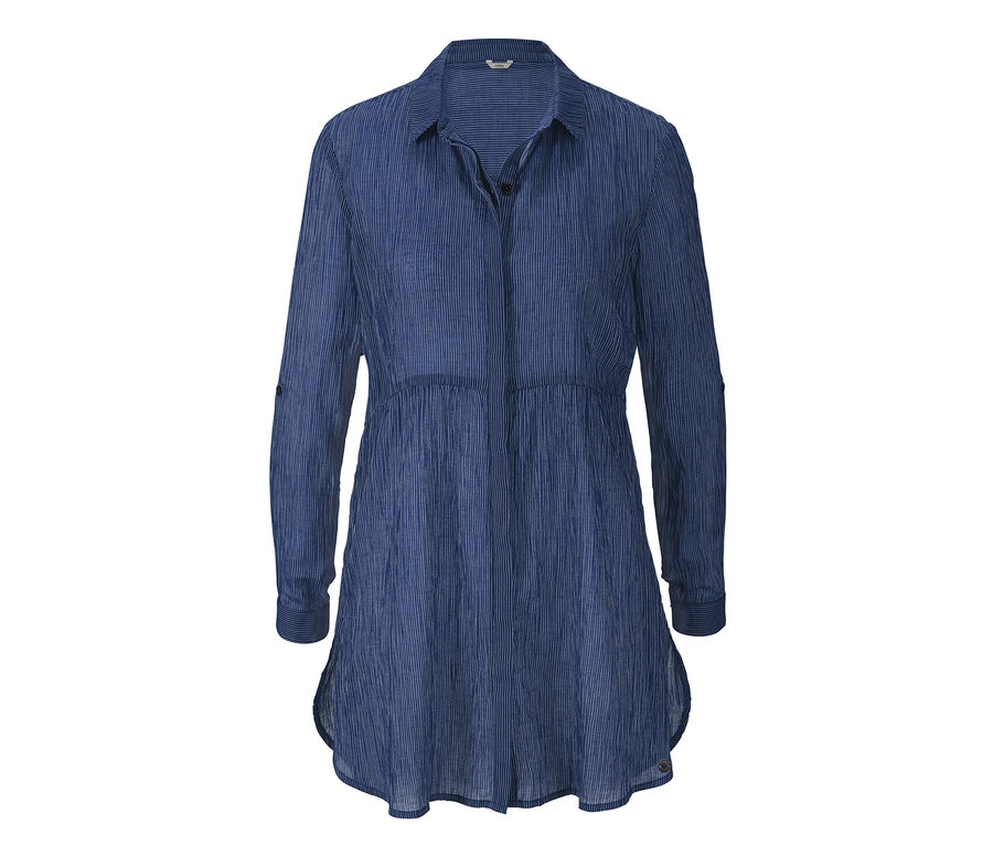 Gestreifte Longbluse mit langen Ärmeln.