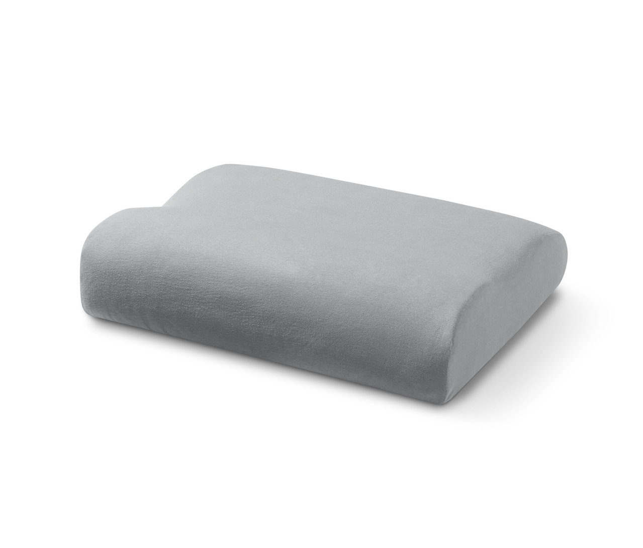 Ein grauer Jersey-Kissen-Spannbezug, 2 Stück, auf weißem Hintergrund.
