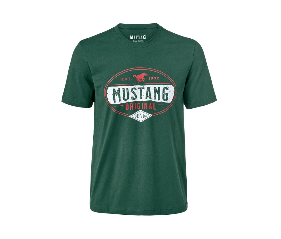 Grünes T-Shirt »Mustang« mit Logo.
