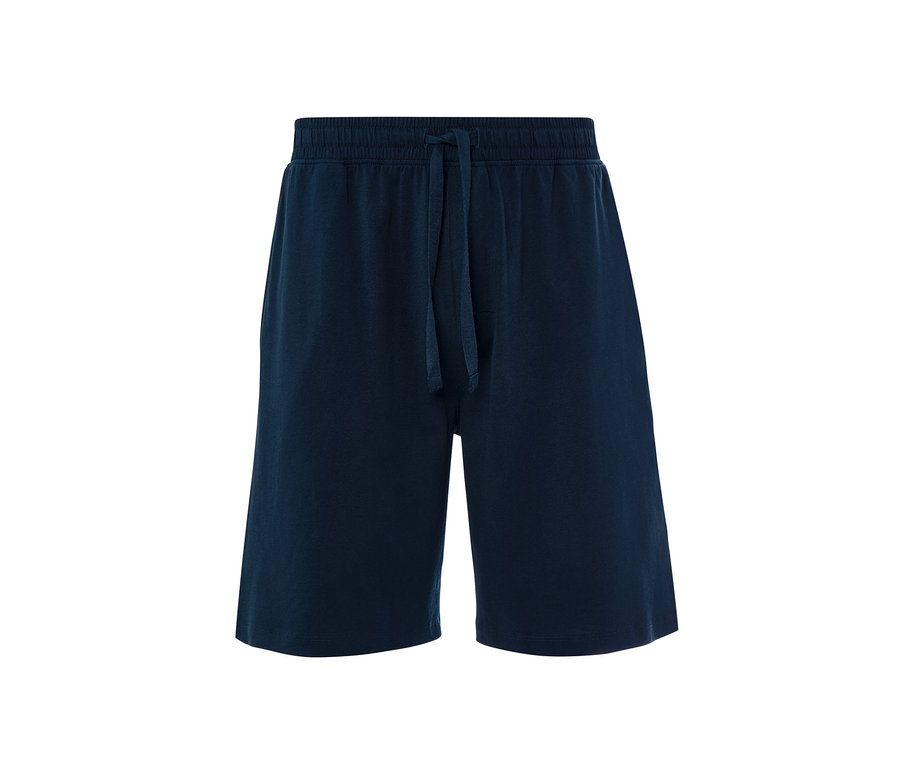 Marineblaue Relaxhose mit Kordelzug in der Taille.