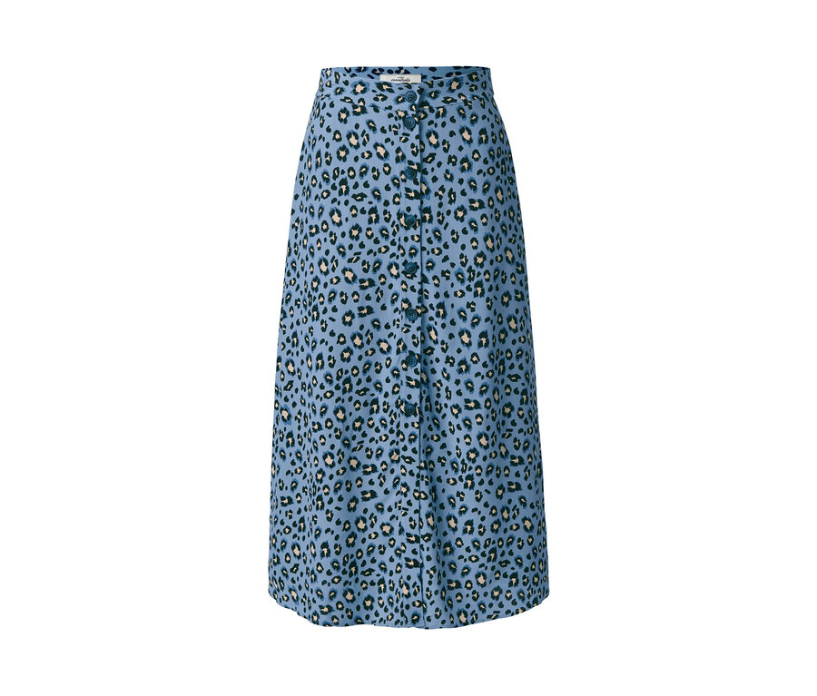 Ein blauer Rock mit Print.