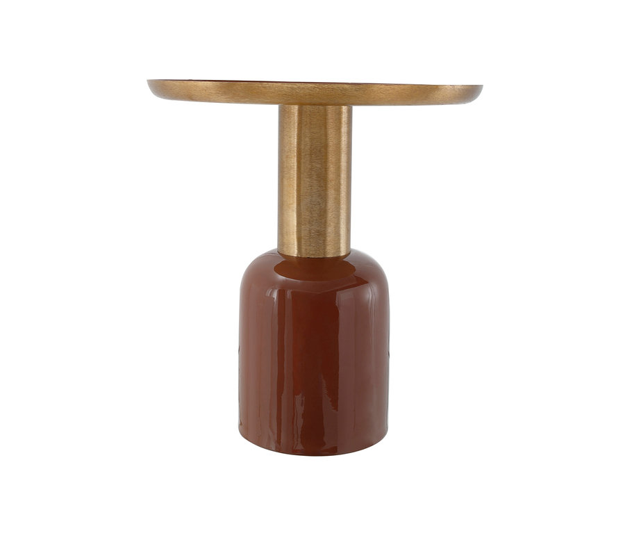 Ein braun-goldener Kayoom-Beistelltisch »Art Deco 725« auf weißem Hintergrund.