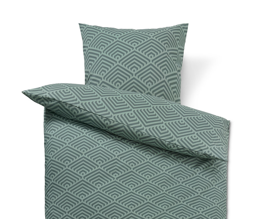 Ein Set Premium-Baumwoll-Bettwäsche mit Muster, inklusive Kissen- und Deckenbezug.