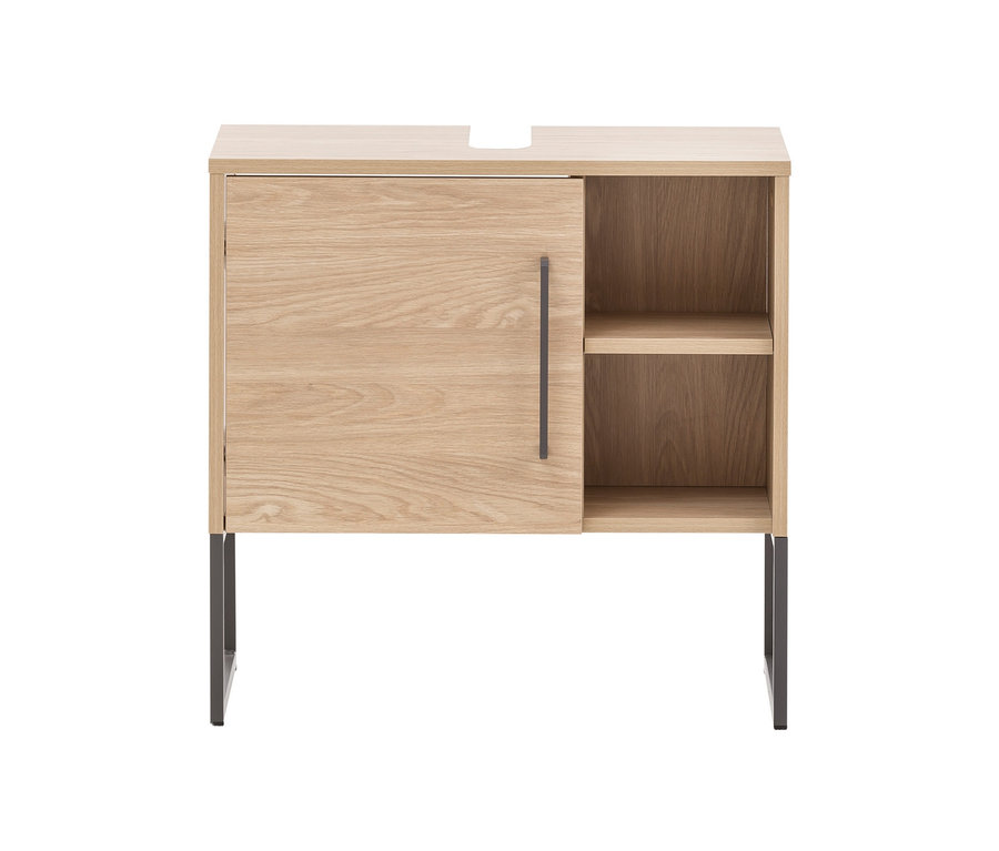 Waschbecken-Unterschrank »Dumone«, Eiche mit Schrank und Regalen.