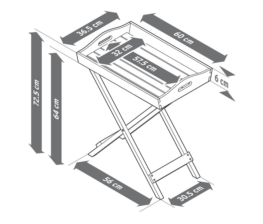 Die Abmessungen des Dining-Sets »Leira«, 6-teilig, sind mit Pfeilen dargestellt.
