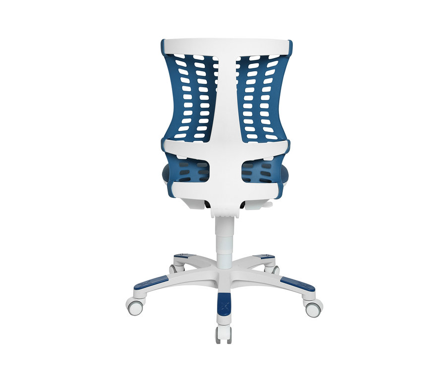 Rückansicht des blauen Topstar-Kinderschreibtischstuhls »Sitness X Chair 20«.