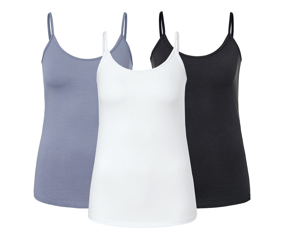 Drei Unterhemden: helllila, weiß und schwarz. 3 Hemdchen.