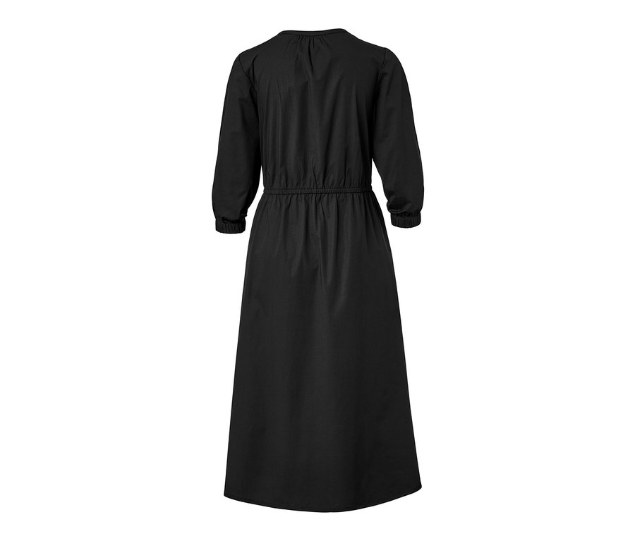 Schwarzes Popeline-Kleid.