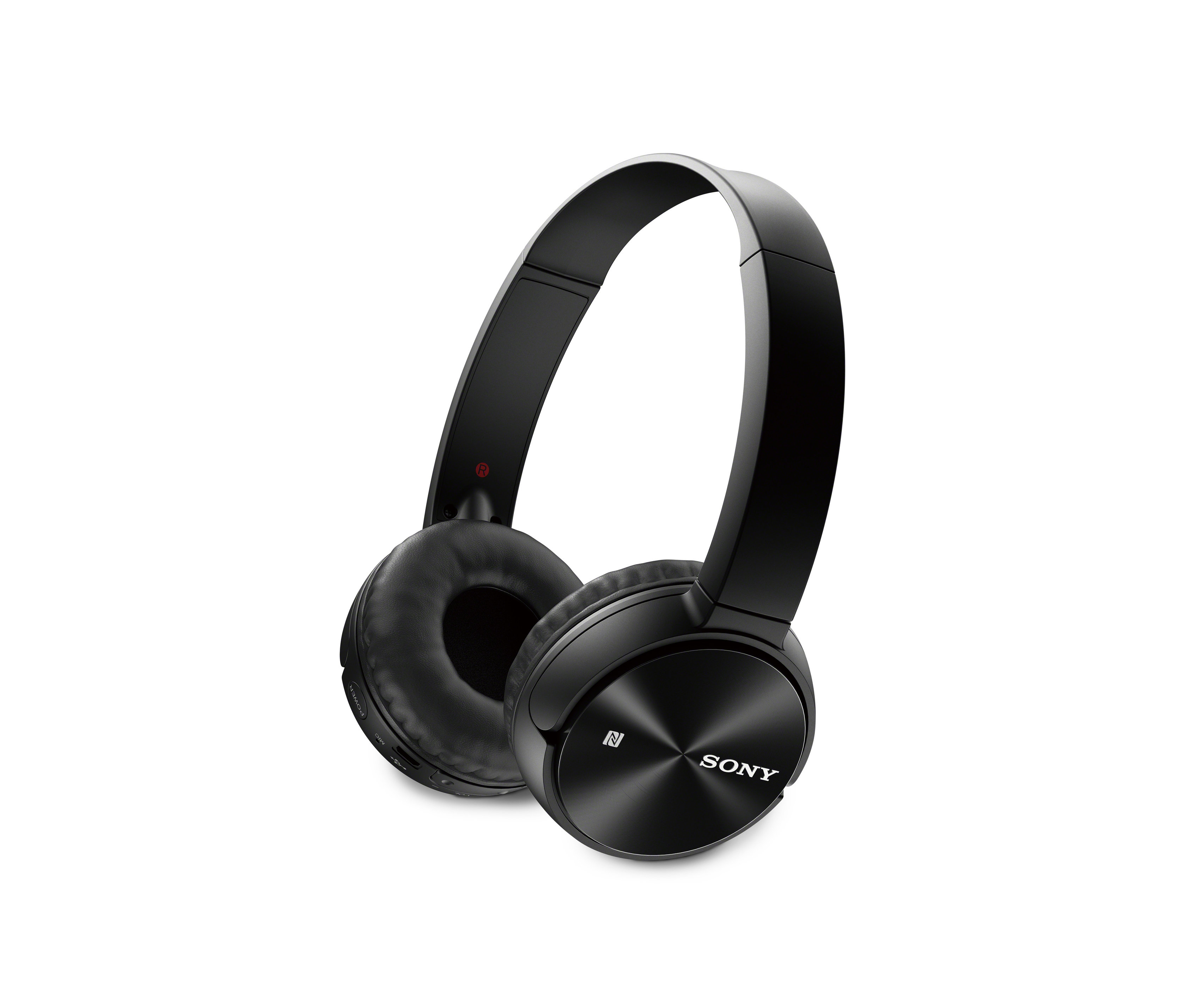 Schwarze kabellose Sony Bluetooth®-Kopfhörer »MDR-ZX330BT« auf weißem Hintergrund.