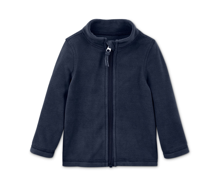 Blaue Fleece-Kombi aus recyceltem Material, 2-teilig, liegt auf einem weißen Hintergrund.
