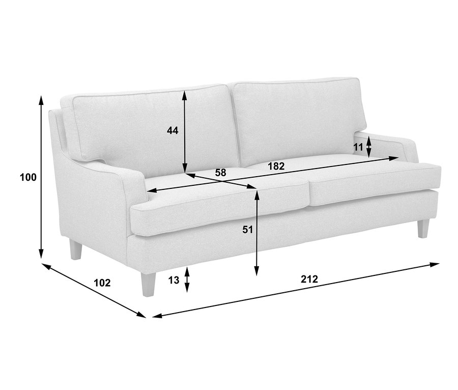 Abmessungen des anthrazitfarbenen 3-Sitzer-Sofas »Penny« von Max Winzer®.