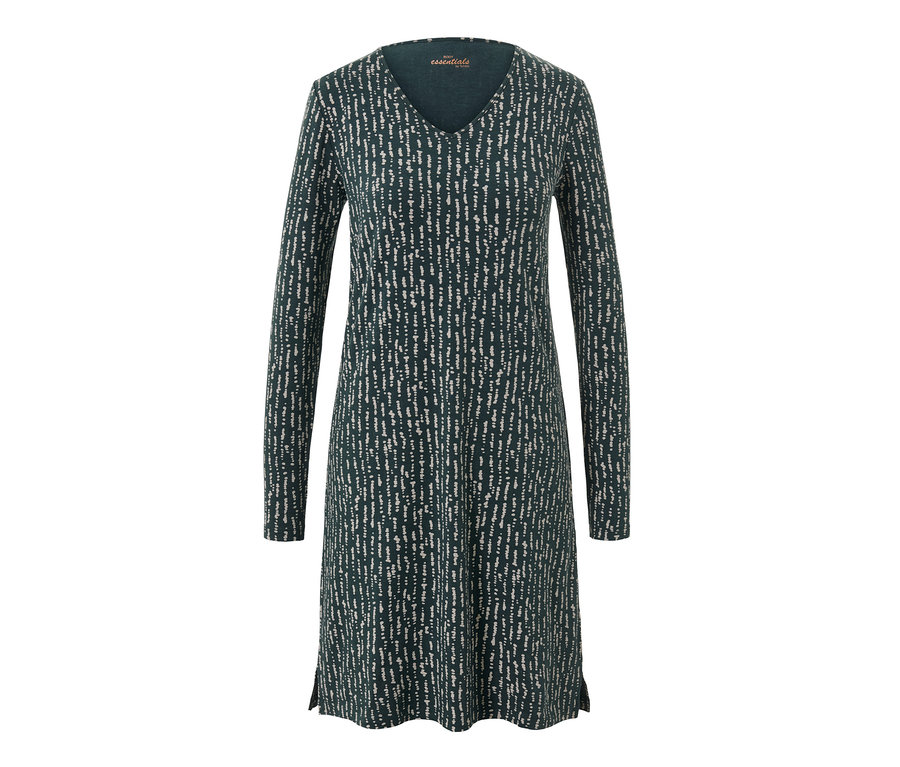 Grünes Nachthemd mit Muster und langen Ärmeln.