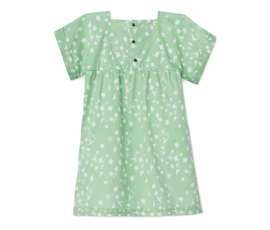Grünes Webkleid mit floralem Alloverprint.