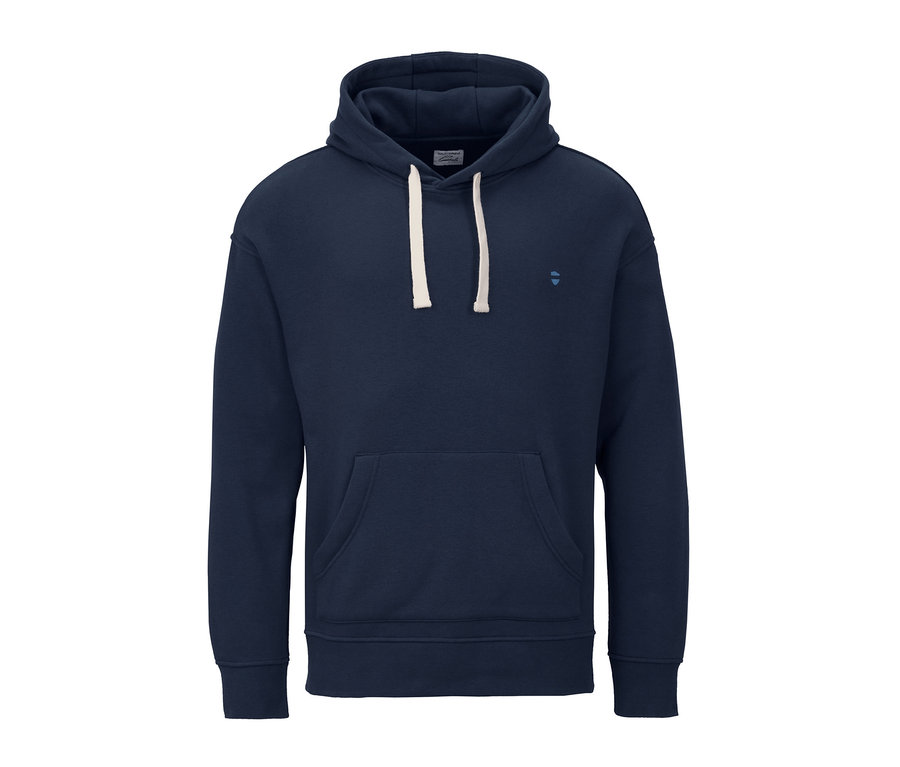 Dunkelblauer Hoodie.