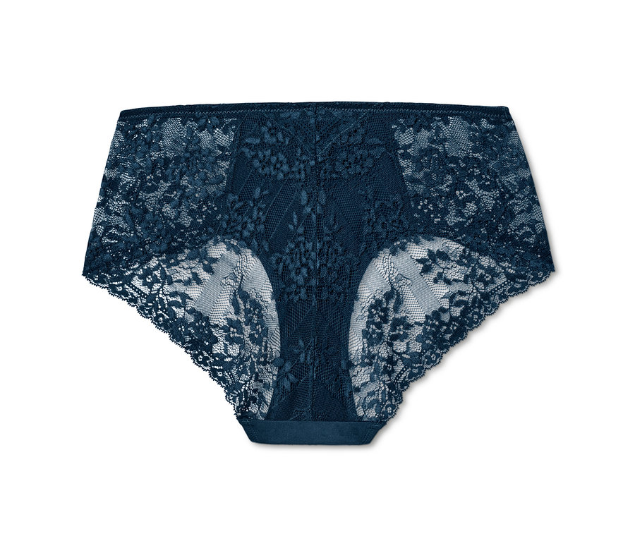 Dunkelblaue Spitzen-Panty.