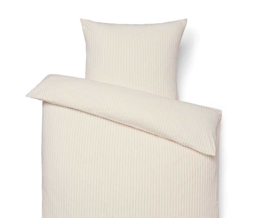 Beige Jersey-Bettwäsche in den Größen Normalgröße, Doppelgröße und Übergröße.