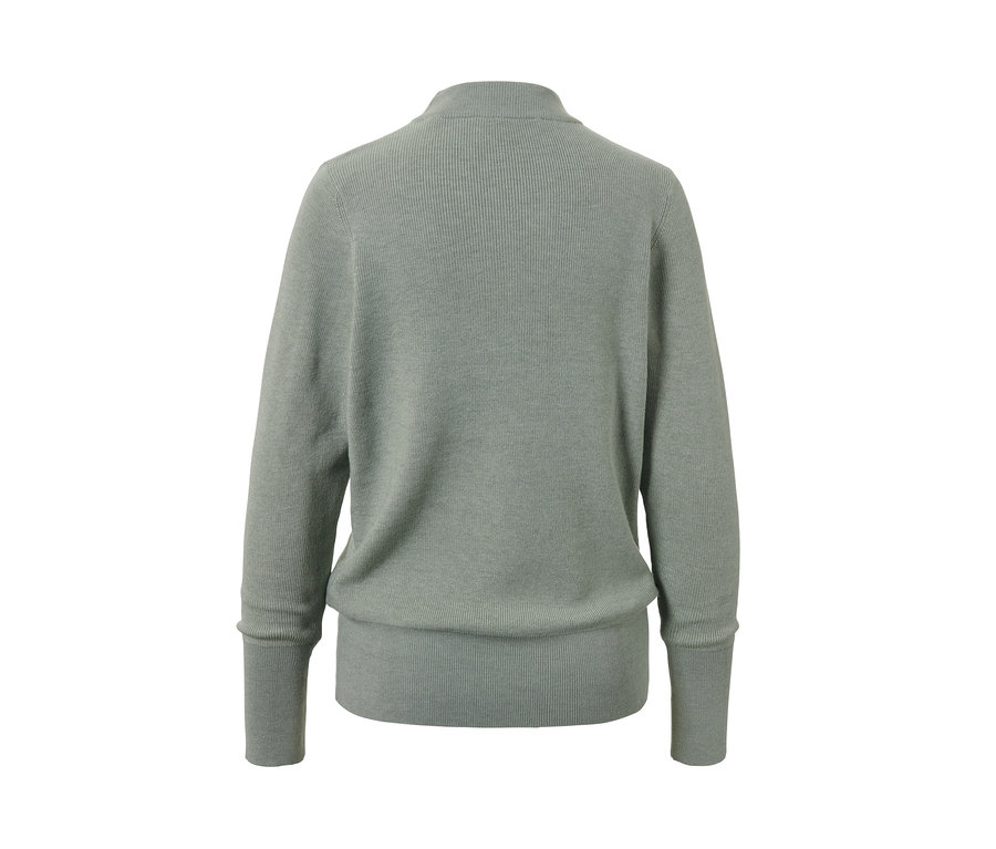 Rückansicht eines Strickpullovers.