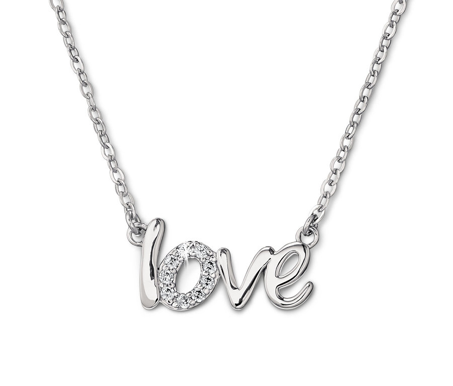 Kette Love aus 925 Silber, rhodiniert, mit Zirkonia.
